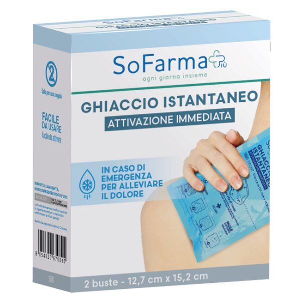 sofarmapiu' sofarmapiù ghiaccio istantaneo 2 buste 12.7cm x 15.2cm - rinfresca e allevia in modo rapido e conveniente