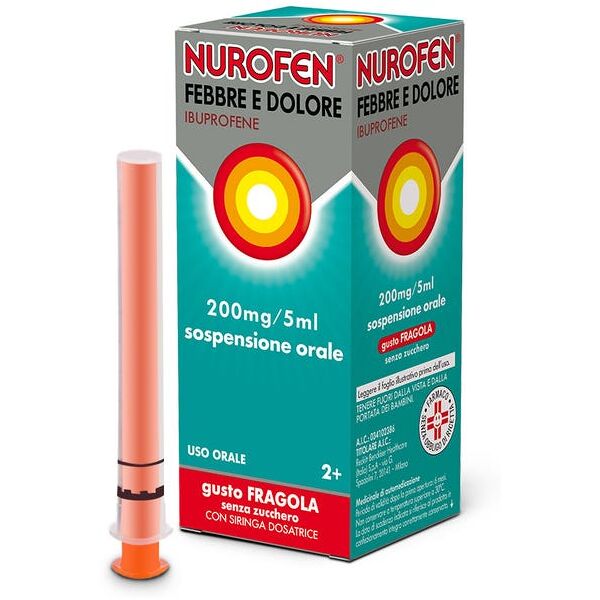 reckitt benckiser nurofen febbre e dolore bambini 200mg/5ml sciroppo 100ml gusto fragola - sollievo veloce per i bambini