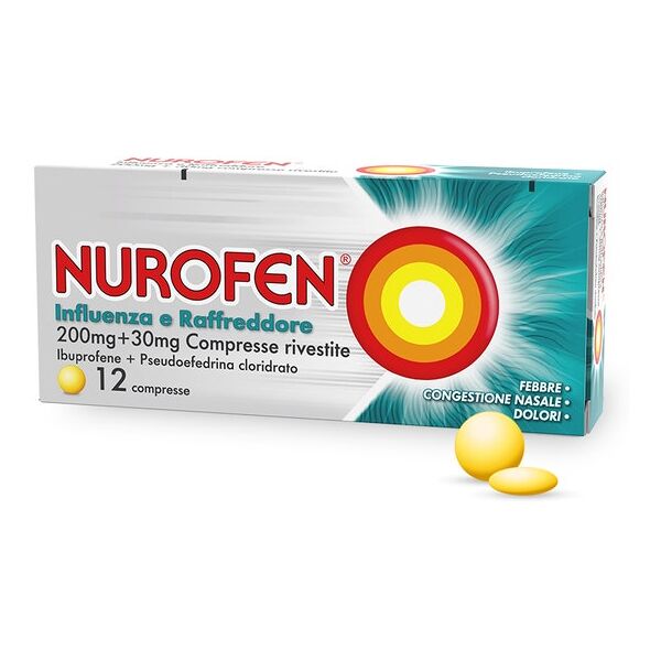 reckitt benckiser h.(it.) spa nurofen influenza e raffreddore 200+30mg 12 compresse rivestite - sollievo rapido