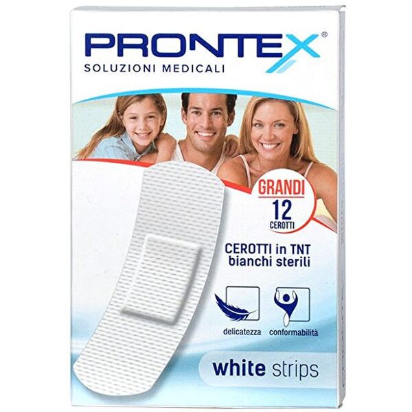 safety spa prontex white strips cerotti in tnt bianchi sterili grandi 12 pezzi