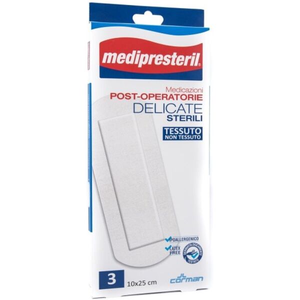 corman spa medipresteril medicazione post operatoria delicata 10x25cm, 3 pezzi - cura delle ferite dopo interventi chirurgici