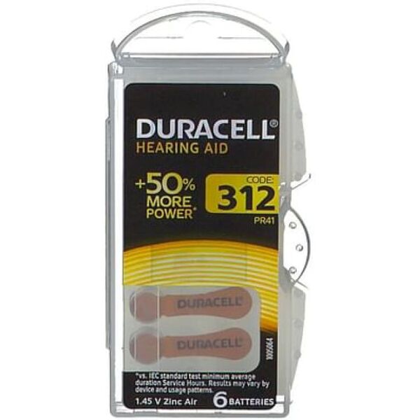 duracell italy srl duracell easy tab 312 marrone batteria per apparecchio acustico - confezione da 6