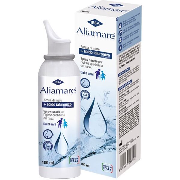 ibsa farmaceutici italia srl aliamare spray per igiene di naso e orecchie 100ml - acqua di mare e ialuronato sodico per igiene quotidiana