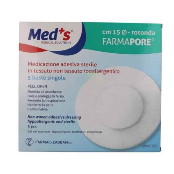 farmac-zabban med's medicazione adesiva in tnt sterile rotonda, 5 pezzi - kit pronto soccorso