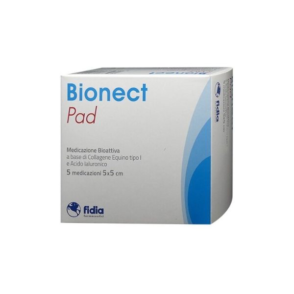 fidia farmaceutici spa bionect pad - medicazioni bioattive 5x5cm, confezione da 5 pezzi