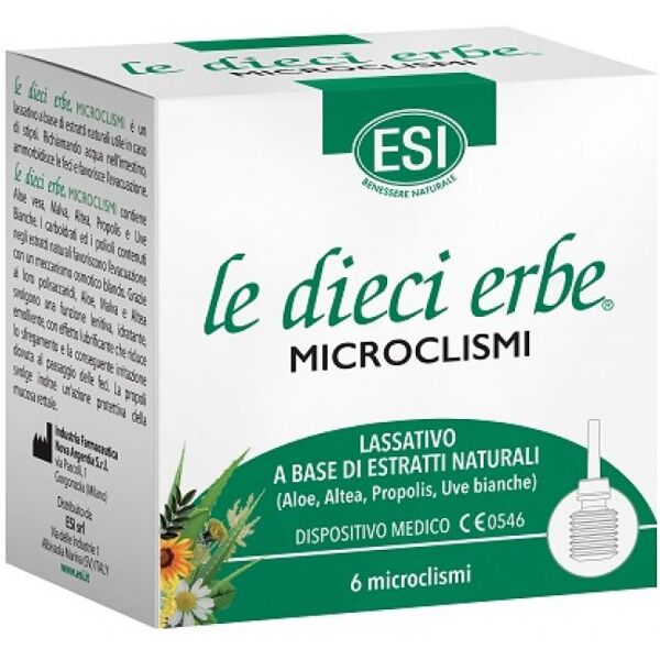 esi srl esi le dieci erbe microclismi 6 pezzi - integratore a base di erbe per il benessere intestinale