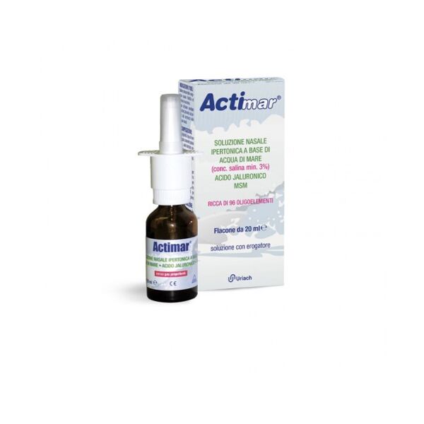 uriach italy srl actimar soluzione nasale spray salina 3% con acido ialuronico + msm 20ml - erogatore incluso