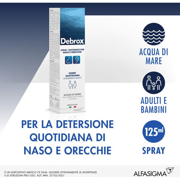 alfasigma paraf debrox - spray naso-orecchie 125ml - rimedio per pulizia e igiene delle vie nasali e orecchie