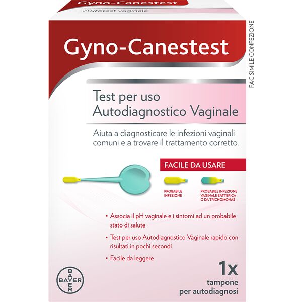 bayer spa gyno-canestest autotest vaginale per diagnosticare infezioni vaginali - candida e vaginosi batterica - risultati in pochi secondi, 1 tampone