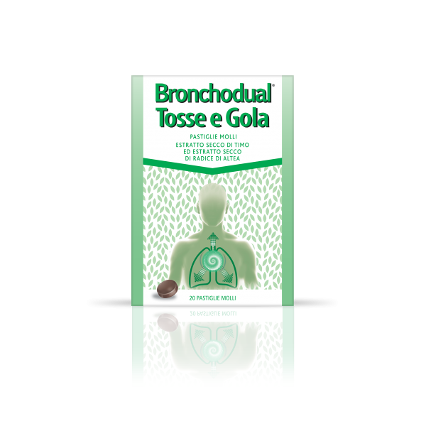 perrigo bronchodual tosse/gola 20 pastiglie molli - rimedio naturale per lenire la tosse e calmare la gola