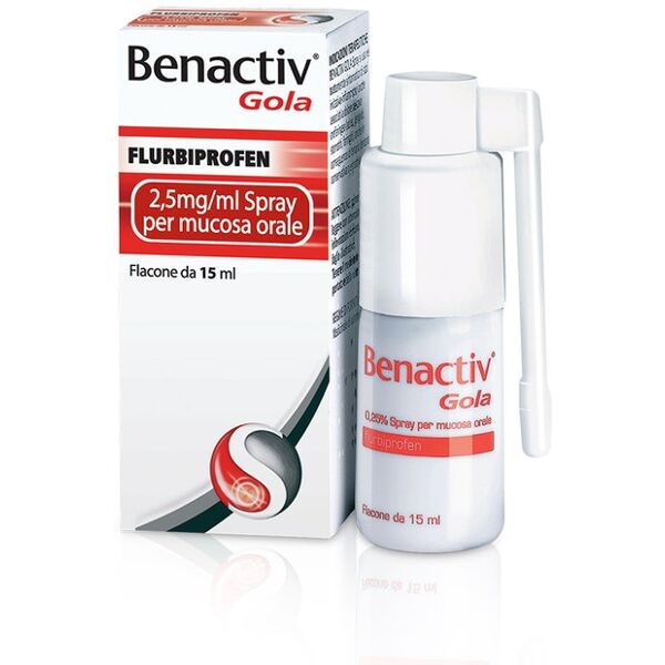 reckitt benckiser h.(it.) spa benactiv gola spray 15ml - collutorio in spray per gola irritata e infiammata