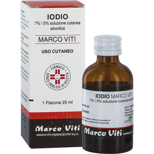 marco viti farmaceutici spa iodio soluzione alcolica al 7% + 5% soluzione cutanea 25ml - integratore per la salute della pelle