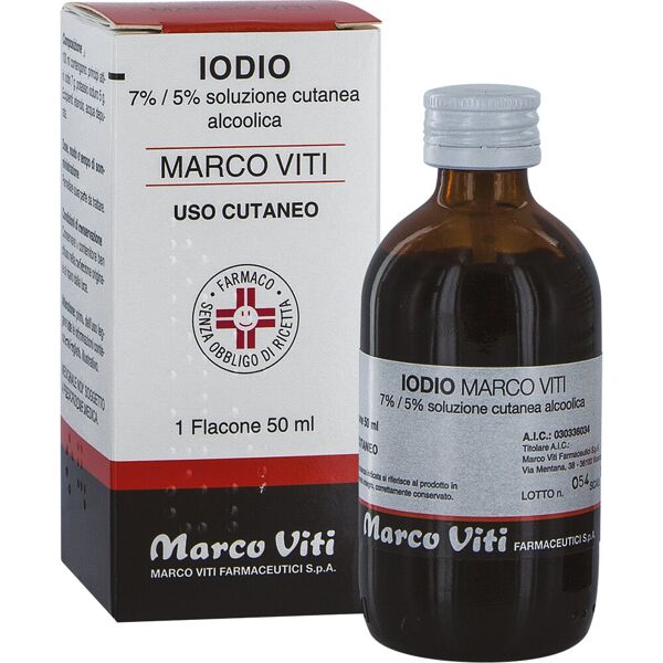 marco viti farmaceutici spa iodio soluzione alcolica 7% + soluzione cutanea 5% 50ml - integratore per la pelle e la salute cutanea