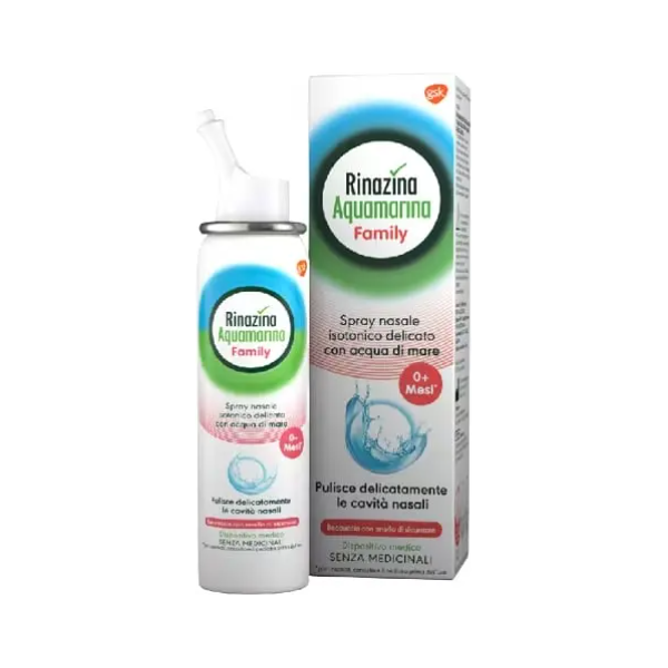 haleon italy srl rinazina aquamarina family soluzione isotonica spray 100ml - rinfresca e pulisce delicatamente le cavità nasali per un'igiene quotidiana efficace