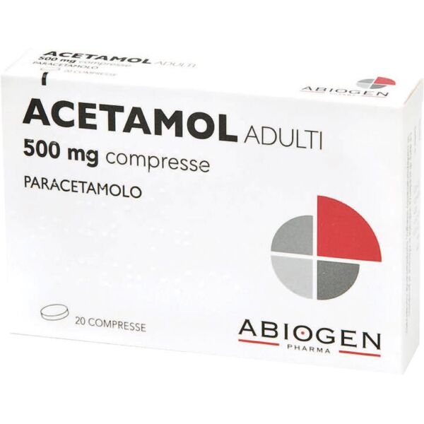 abiogen pharma spa acetamol adulti 500mg - 20 compresse, trattamento per febbre e dolore