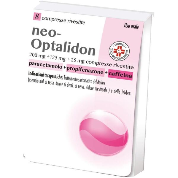 perrigo neo-optalidon 8 compresse rivestite - analgesico e antipiretico per il trattamento del dolore e della febbre