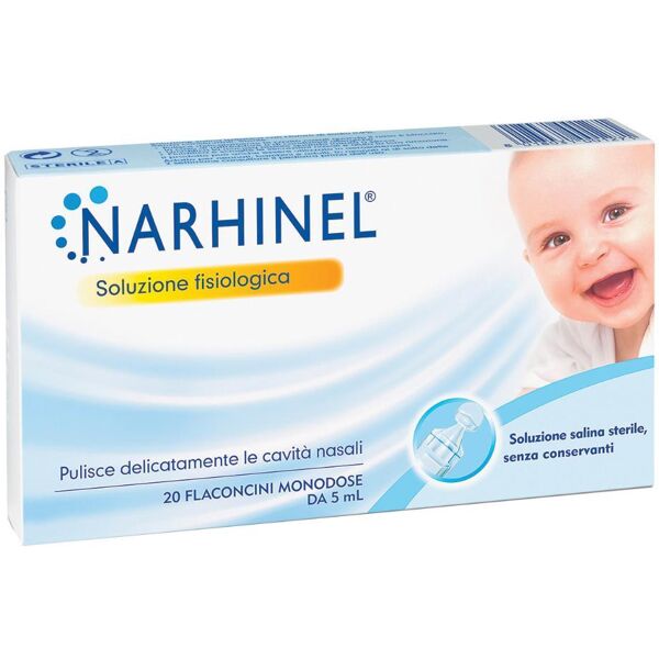 haleon italy srl narhinel - soluzione fisiologica 20 flaconcini da 5ml - igiene nasale per adulti e bambini