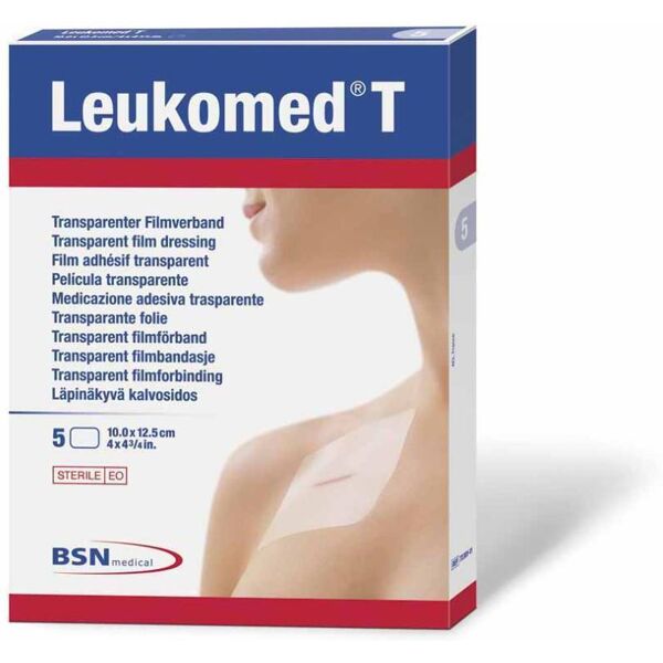 essity italy spa leukomed t medicazione adesiva trasparente 8x10cm - protezione avanzata in cinque pezzi