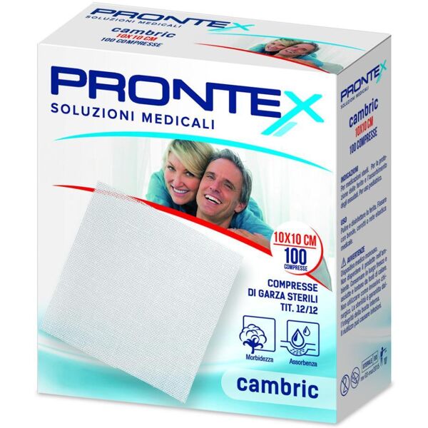 safety spa prontex compresse cambric sterili in cotone misura 10x10cm, 100 pezzi