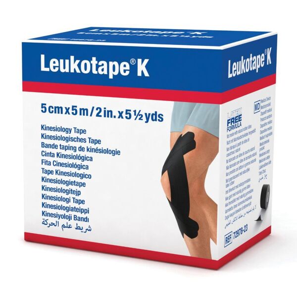 essity italy spa leukotape k taping benda elastica fisioterapico 5mx5cm nero rotolo - massimo comfort e elasticità per il kinesiotaping