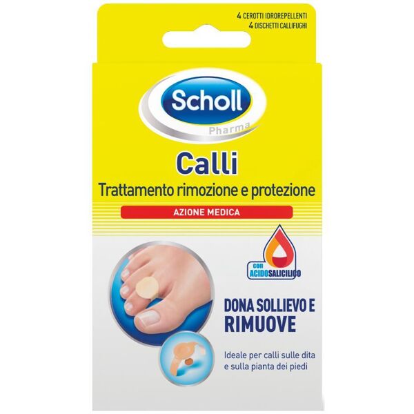 cooper consumer health it srl scholl cerotto callifugo trattamento rimozione/protezione 4 cerotti idrorepellenti + 4 dischetti callifughi