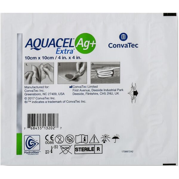 convatec medicazioni aquacel-413567 ag+ext 10x10c 10p