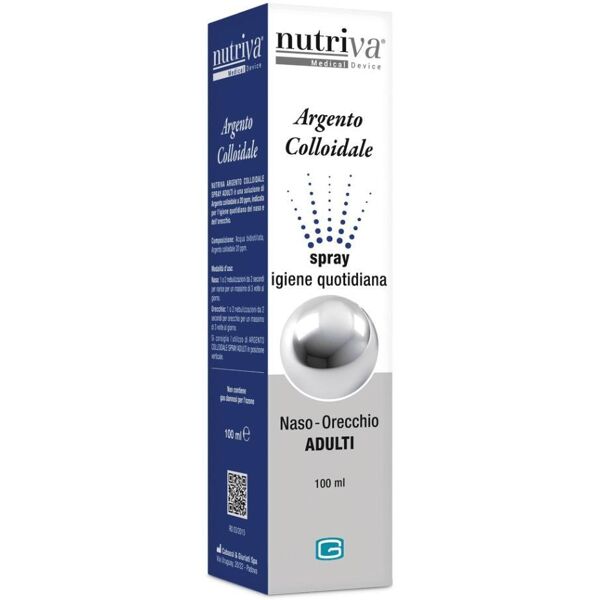 giuriati group srl cabassi & giurati nutriva argento colloidale adulti spray naso orecchio 100ml,  spray argento colloidale, confezione da 100 ml, igiene orecchio e naso