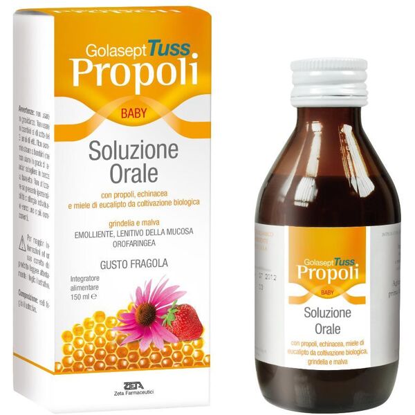 zeta farmaceutici spa golasept - tuss propoli baby soluzione orale 150 ml - sciroppo per la tosse con propoli, miele e pino per bambini - rimedio naturale per la tosse infantile