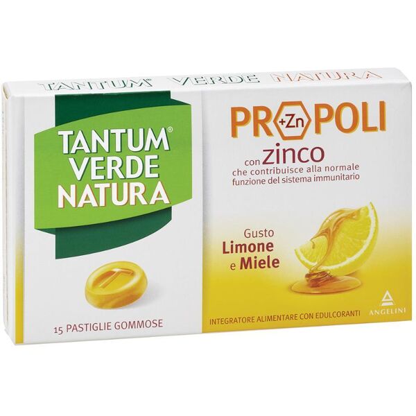 angelini (a.c.r.a.f.) spa angelini tantum verde natura propoli con zinco - 15 pastiglie gommose gusto limone e miele