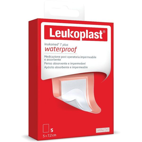 essity italy spa leukoplast leukomed t plus medicazione trasparente post operatoria 7,2x5cm - 5 pezzi - fascia protettiva per una guarigione sicura e duratura