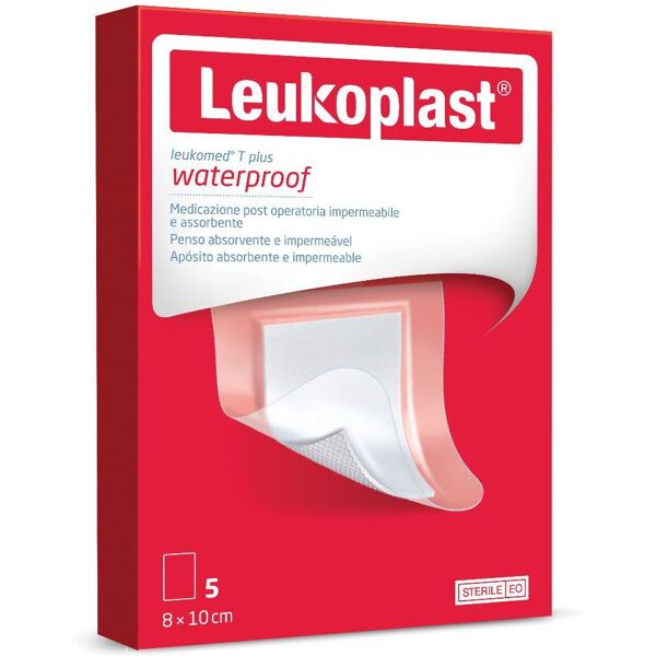 essity italy spa leukoplast leukomed t plus medicazione trasparente post operatoria 8x10cm - 5 pezzi - fascia protettiva radiotrasparente per guarigione sicura