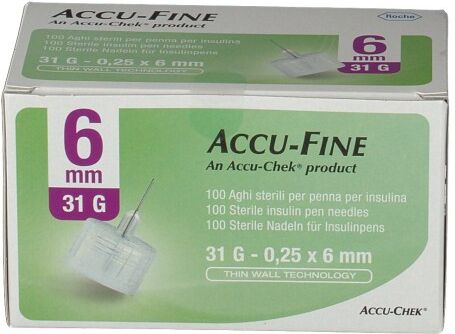 roche diabetes care italy spa accu fine ago per penna da insulina 6 mm 31 g 100 pezzi - aghi monouso per iniezione di insulina