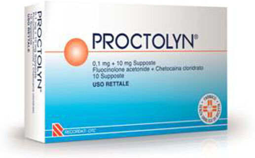 recordati otc proctolyn 0,1mg + 10mg supposte - trattamento antiemorroidale a base di corticosteroidi - confezione da 10 supposte