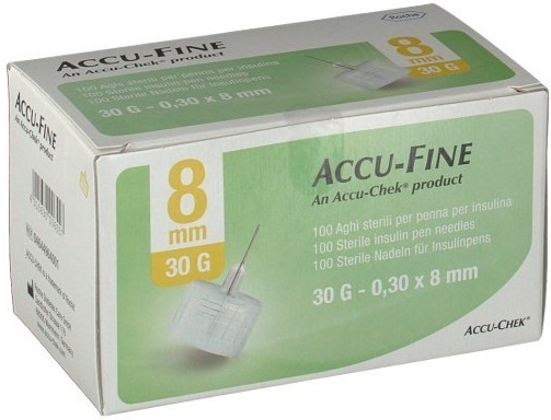 roche diabetes care italy spa accu-fine - 100 aghi sterili per penna insulina g30 8mm, confezione da 100