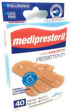 corman spa medipresteril cerotti assortiti resistenti - 4 formati, 40 pezzi