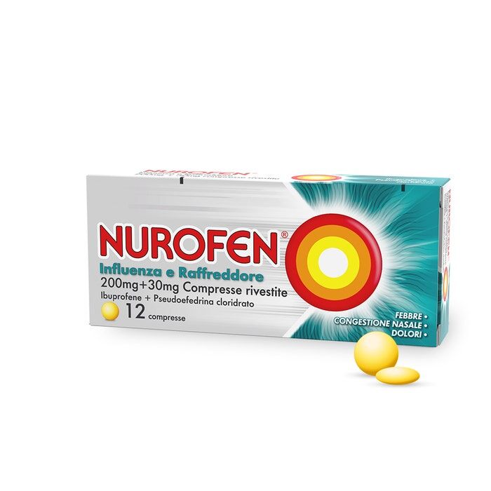 reckitt benckiser h.(it.) spa nurofen influenza e raffreddore 200+30mg 12 compresse rivestite - sollievo rapido