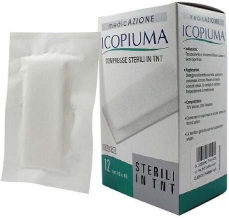 desa pharma srl garza compressa sterile icopiuma in tessuto non tessuto 18x40cm - confezione da 12 pezzi