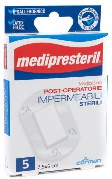 corman spa medipresteril medicazione post operatoria impermeabile 7,5x5cm 5 pezzi - cura delle ferite dopo interventi chirurgici