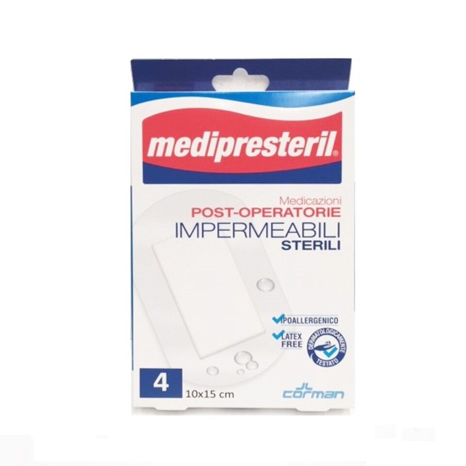 corman medipresteril medicazione post operatoria impermeabile sterile 10x15cm 4 pezzi - cura delle ferite dopo chirurgia