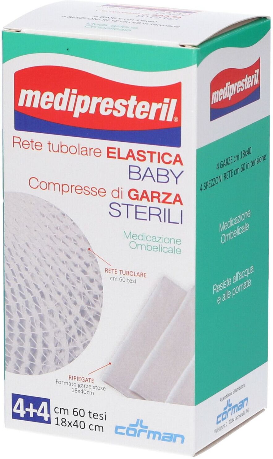 corman medipresteril rete tubolare elastica ombelico 4 pezzi - protezione e supporto per la zona addominale