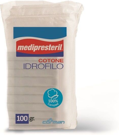 corman spa medipresteril cotone idrofilo f.u. 100g - alta assorbenza per pulizia e cura ferite