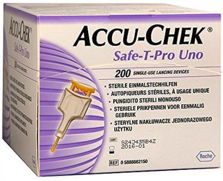 roche diabetes care italy spa accu-chek safe t-pro uno - 200 lancette pungidito, confezione da 200