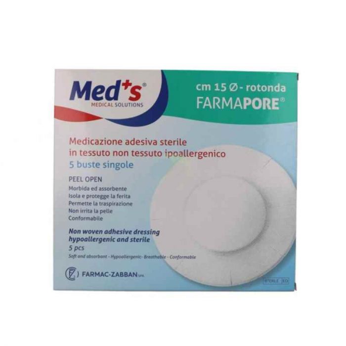 farmac-zabban med's medicazione adesiva in tnt sterile rotonda, 5 pezzi - kit pronto soccorso