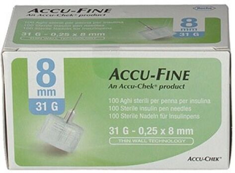 roche diabetes care italy spa accu fine aghi sterili per penna insulina g31 8mm 100 pezzi - accessori di precisione per l'iniezione di insulina