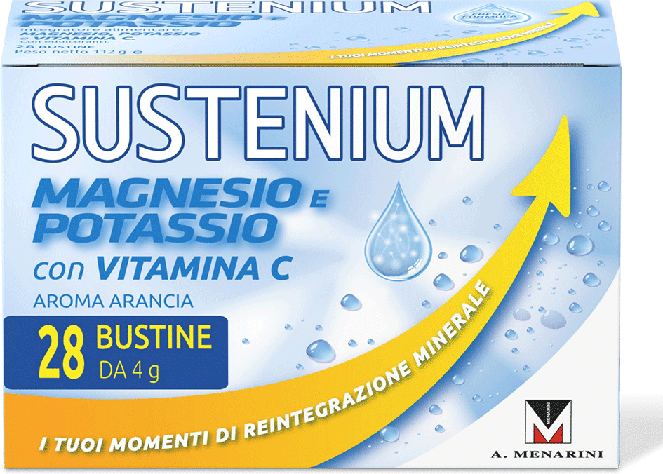 a.menarini ind.farm.riun.srl sustenium magnesio e potassio - integratore alimentare con aggiunta di vitamina c - 28 bustine