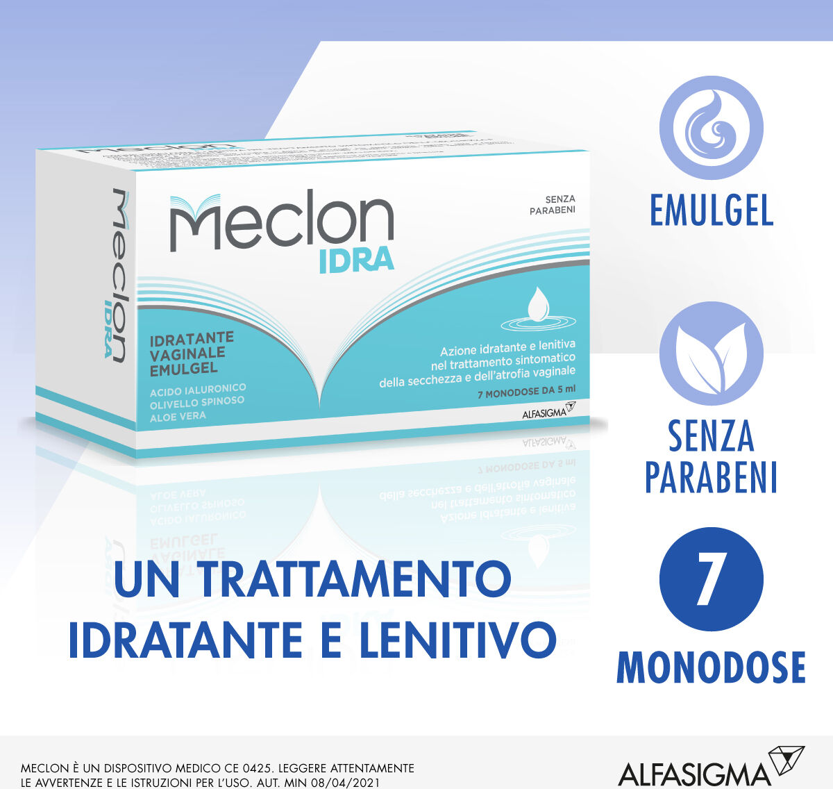 alfasigma spa meclon - idra emulgel idratante vaginale 7 flaconcini monodose da 5ml - idratazione intima