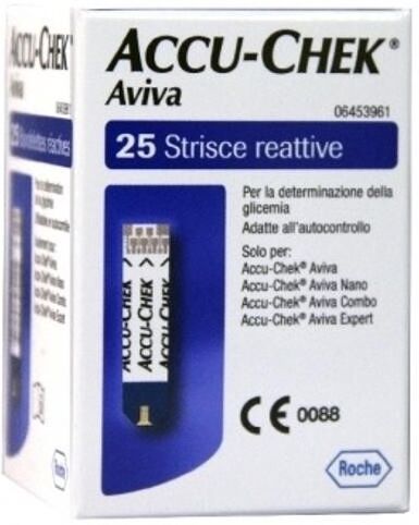 roche diabetes care italy spa accu-chek linea controllo glicemia aviva - 25 strisce rilevatrici, confezione da 25