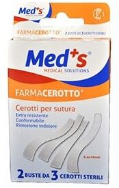 farmac-zabban med's farmacerotto - cerotto per sutura 6,4mx76cm, 2 buste da 3 cerotti sterili - kit sutura pronto soccorso