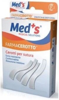 farmac-zabban med's farmacerotto - cerotto per sutura 4mx76cm, 2 buste da 4 cerotti sterili - kit sutura pronto soccorso