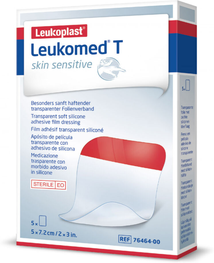 bsn medical leukomed t skin sensitive medicazione trasparente 5x7,2cm - protezione avanzata per ferite minori